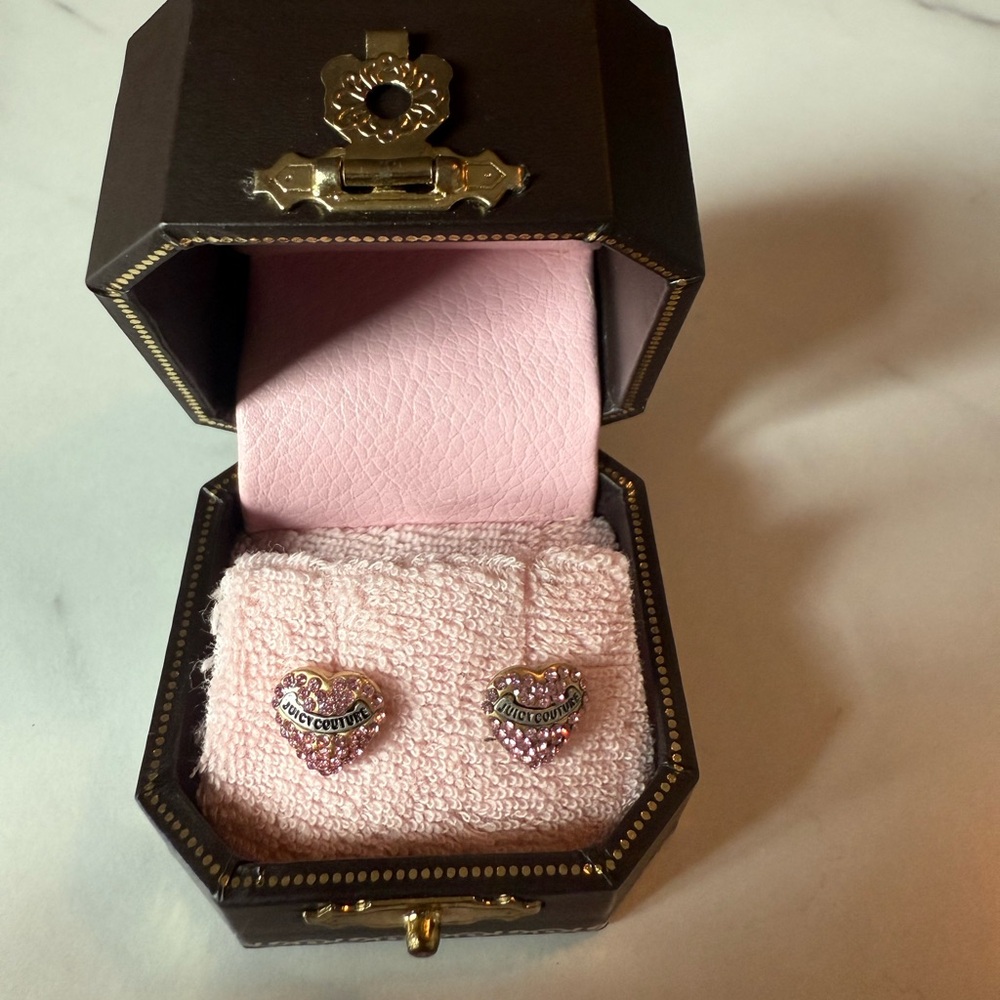 Juicy Couture Pink and Gold Heart Earrings